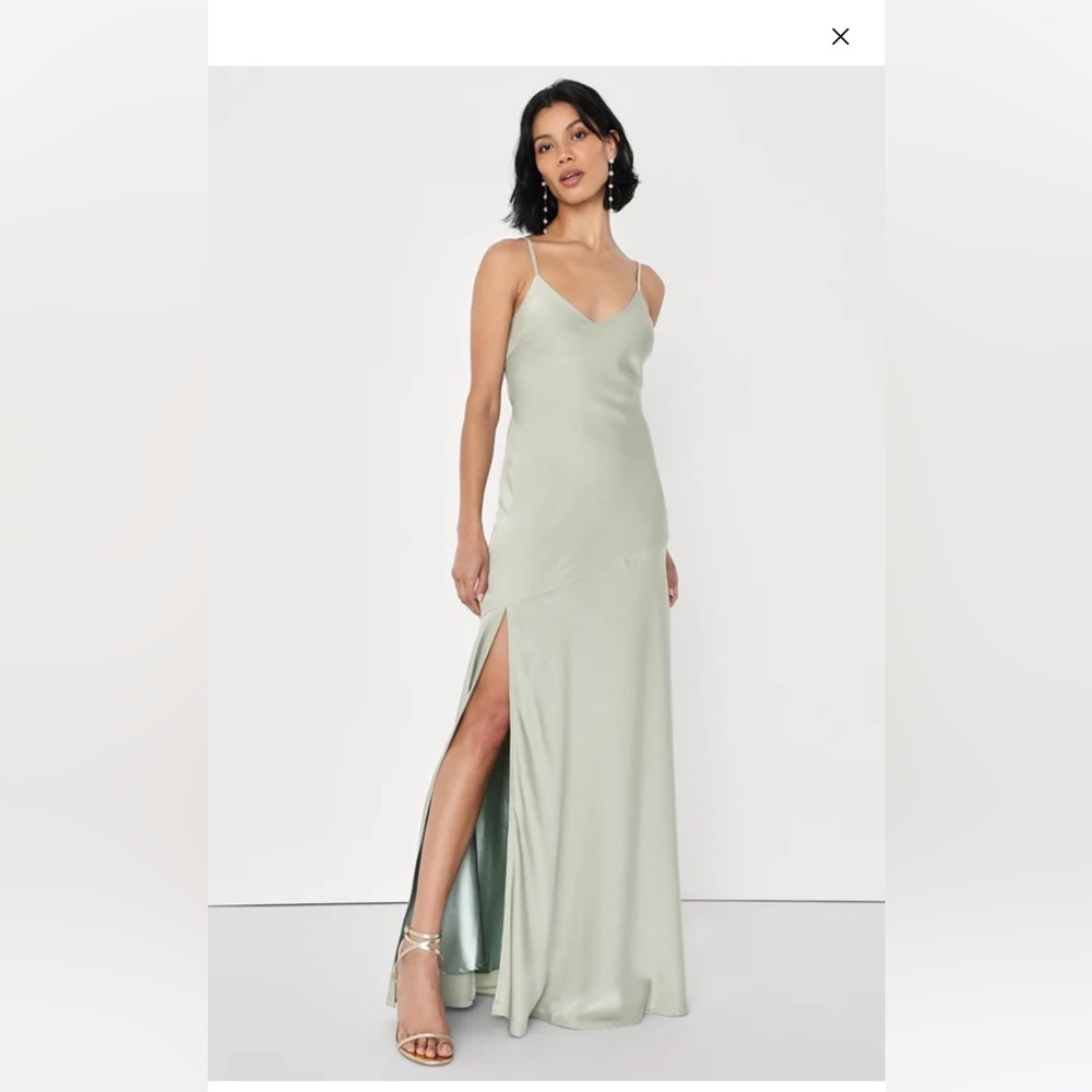 Light green satin dress